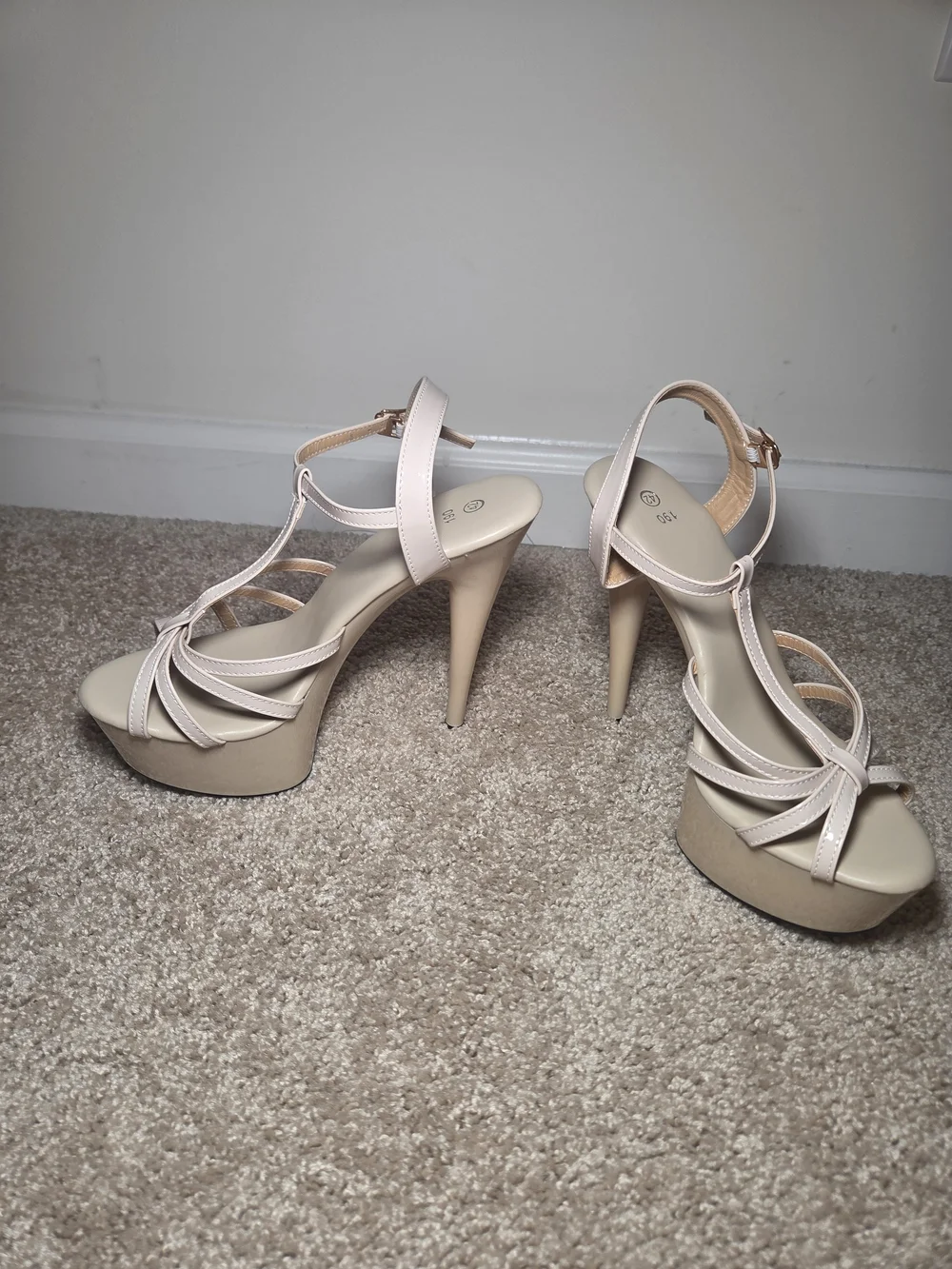 Strappy Platform High Heel Sandals - Nude